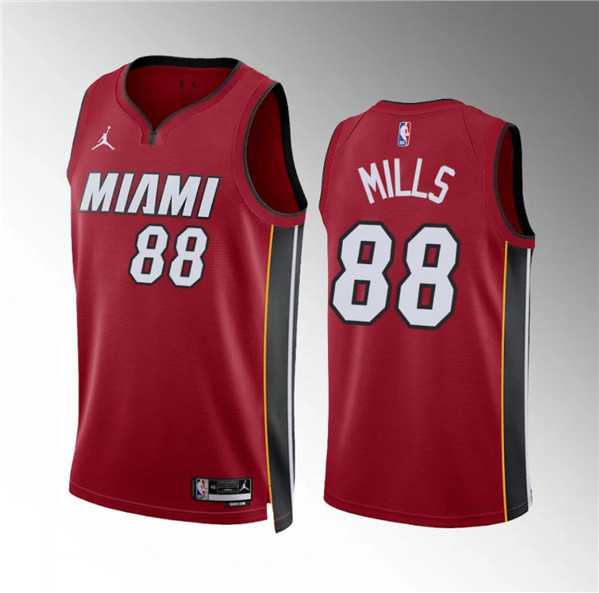 Mens Miami Heat #88 Patrick Mills Red Statement Edition Stitched Basketball Jersey Dzhi->->NBA Jersey
